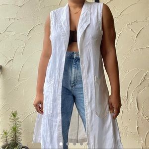 Ada Mabel white linen long vest